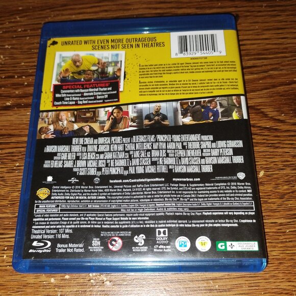 Central Intelligence (Blu-ray / DVD, 2016) Kevin Hart Dwayne Johnson - Picture 3 of 3